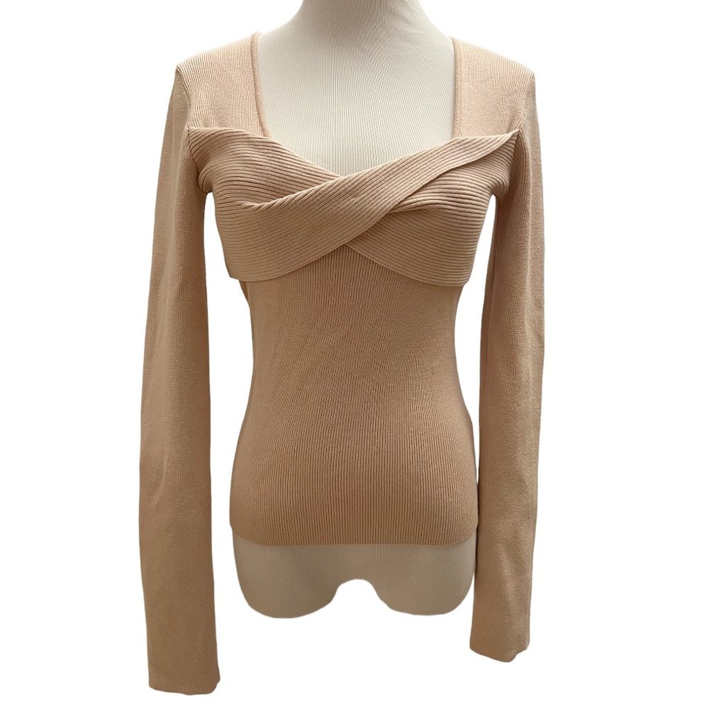 Le Superbe Women's Size S Twisted Sister Nude Long Sleeve Sweater Top NWT
